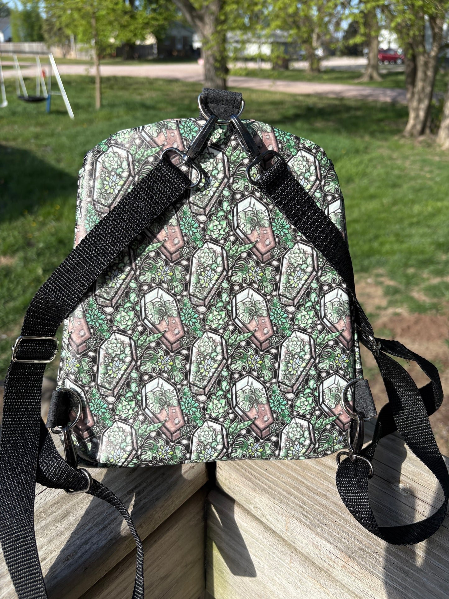 Succulents and coffins mini backpack